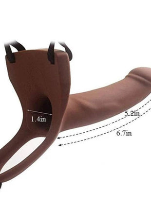Aphrodisia Hollow Strap-On 17 cm İçi Boş Titreşimli Uzaktan Kumandalı Belden Bağlamalı Strap-on-Brown