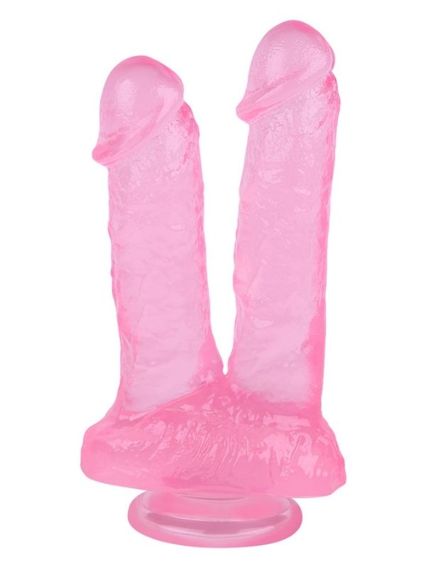 21 cm Pembe Çift Uçlu Silikon Dildo – 541 g