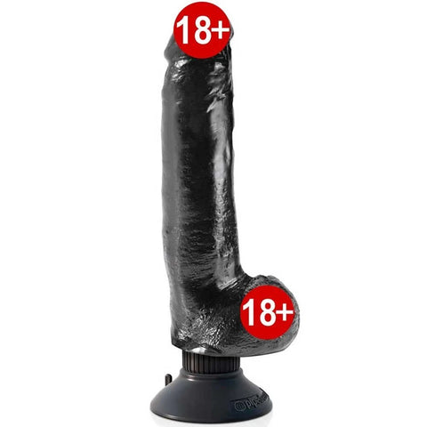 23 cm Pilli Titreşimli Vantuzlu Realistik Penis – Siyah