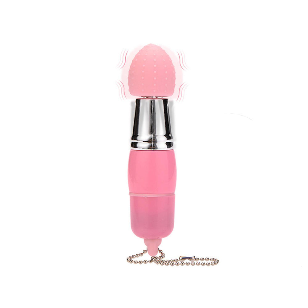 3 Başlıklı Mini Anahtarlık Vibratör – Kompakt Masaj Cihazı, Pembe