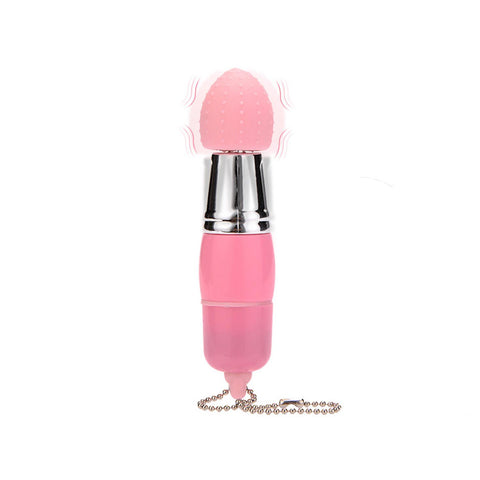 3 Başlıklı Mini Anahtarlık Vibratör – Kompakt Masaj Cihazı, Pembe