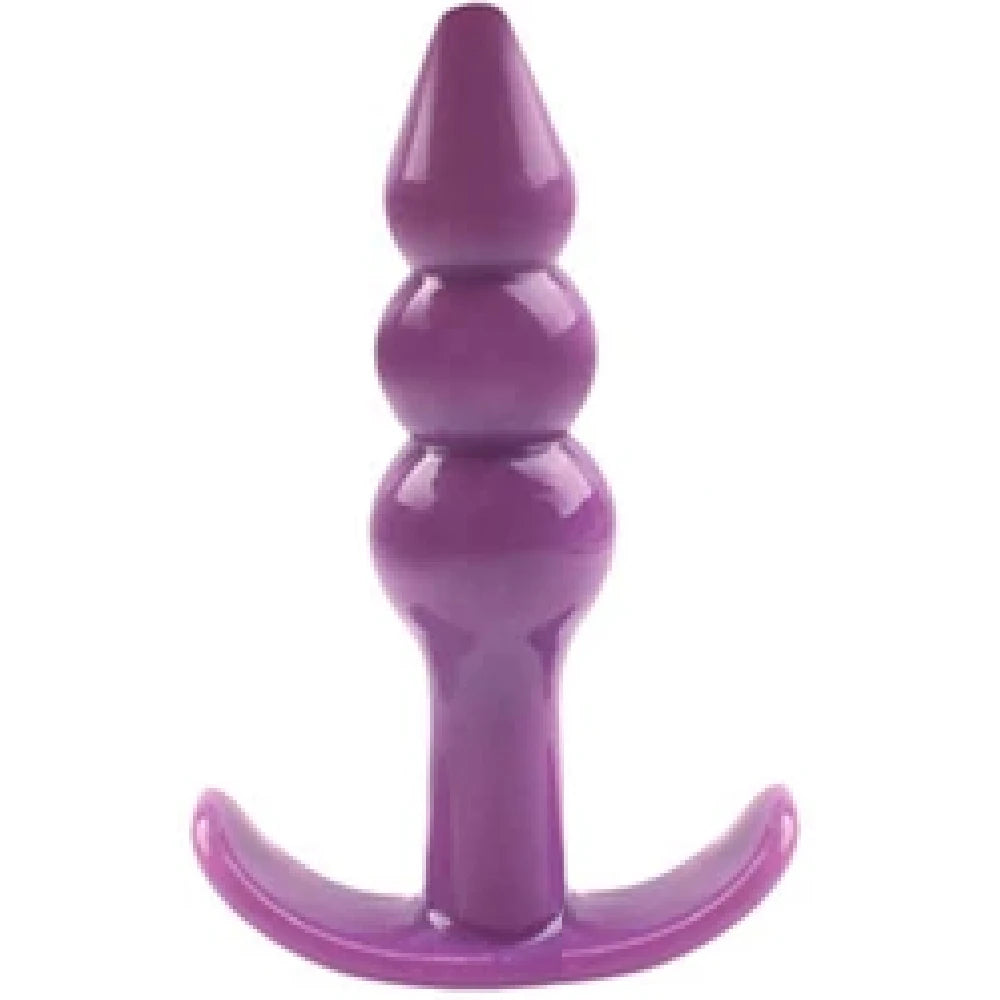3 Boncuklu Jel Silikon Anal Alıştırıcı Plug – Mor