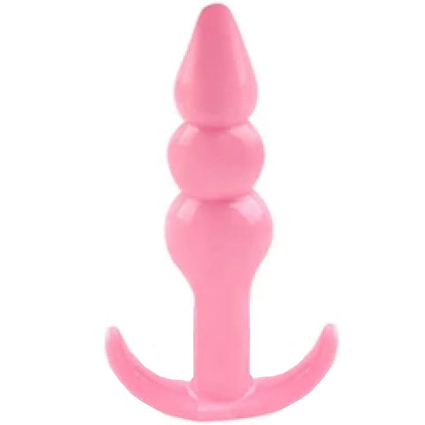 3 Boncuklu Jel Silikon Anal Alıştırıcı Plug – Pembe