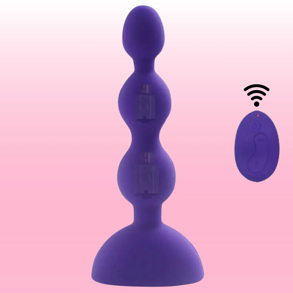 3 Boncuklu Kumandalı Titreşimli Silikon Anal Boncuk – Mor