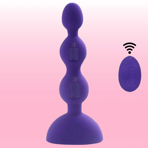 3 Boncuklu Kumandalı Titreşimli Silikon Anal Boncuk – Mor