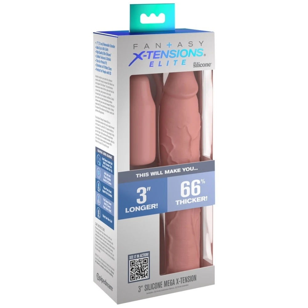 3 inç uzatmalı silikon penis kılıfı – Flesh – görsel 4