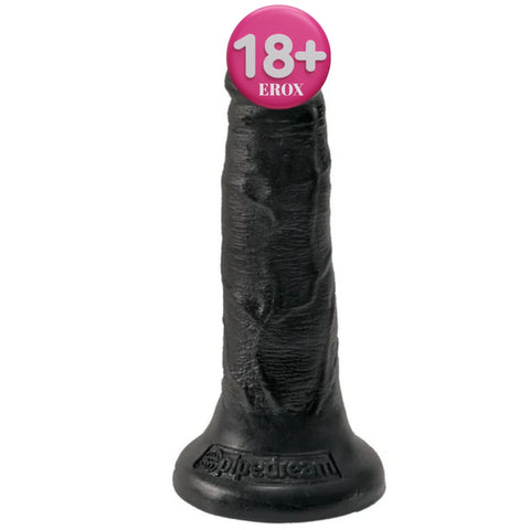 5 İnç Testissiz İnce Vantuzlu Realistik Dildo – Siyah