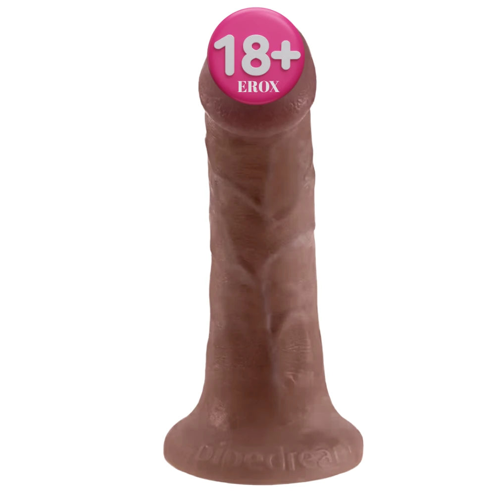 6 İnç Testissiz Vantuzlu Realistik Dildo – Kahverengi