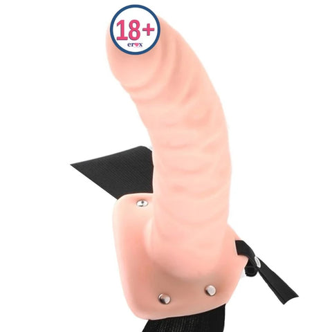 8 inç İçi Boş Elastik Askılı Strap-On Penis – Ten Rengi