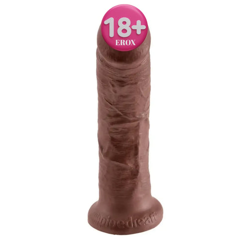 8 İnç Testissiz Vantuzlu Realistik Dildo – Kahverengi