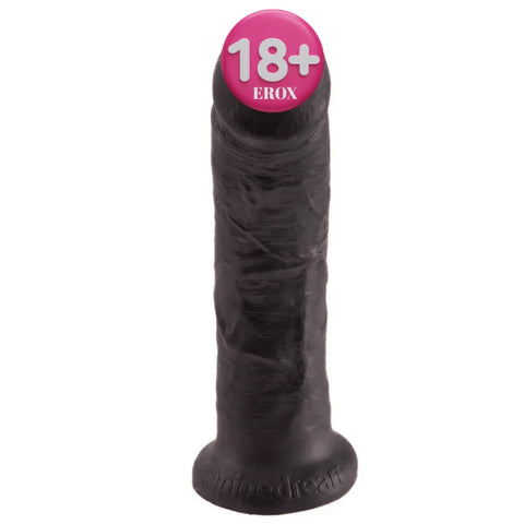 8 İnç Testissiz Vantuzlu Realistik Dildo – Siyah