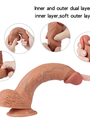 Shequ Dildo Series Dean Vein Double Çift Katmanlı Realistik Penis SQ-WBC10007-Veins