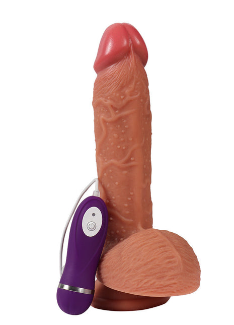 Shequ Dildo Series Buru Yumuşak Dokulu Çift Katmanlı Titreşimli 22 Cm Realistik Penis SQ-WBD10011-V (Kopya)
