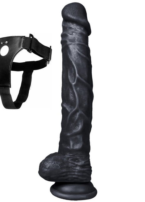 Xise Dildo Series Knight Flexible 25,5 cm Belden Bağlamalı Realistik Penis XS-WBC10002 Black