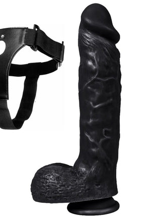 Dildo Series Spartacus 24 Cm Belden Bağlamalı Realistik Dev Penis XS-WBC10003 Black
