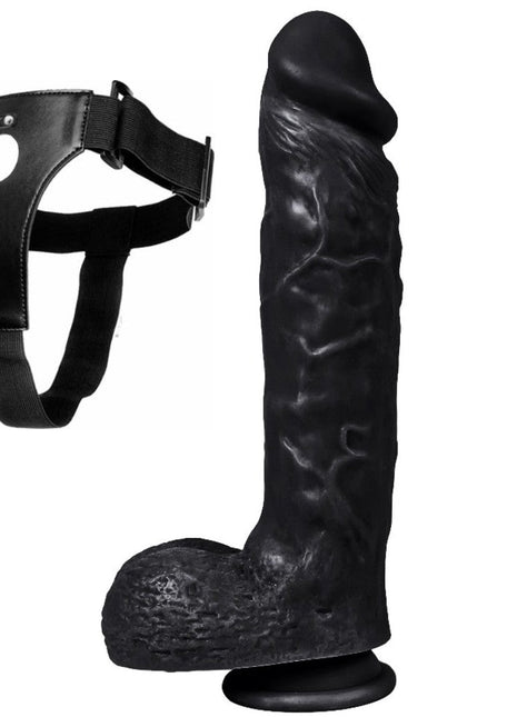 Dildo Series Spartacus 24 Cm Belden Bağlamalı Realistik Dev Penis XS-WBC10003 Black