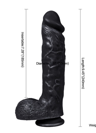 Dildo Series Spartacus 24 Cm Belden Bağlamalı Realistik Dev Penis XS-WBC10003 Black