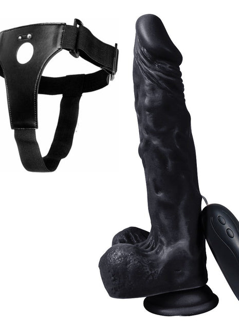 Xise Dildo Series Victory Hero 24 cm Belden Bağlamalı Titreşimli Realistik Penis XS-WBC10005 Black