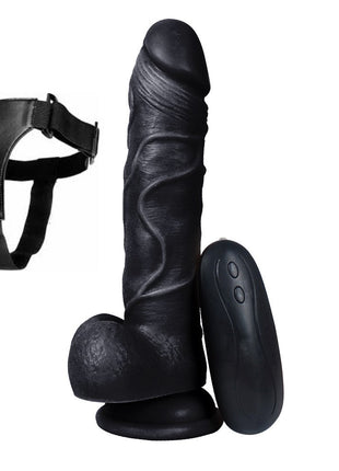 Xise Dildo Series Beat 19.5 cm Titreşimli Belden Bağlamalı Realistik Penis XS-WBC10009-V-Black