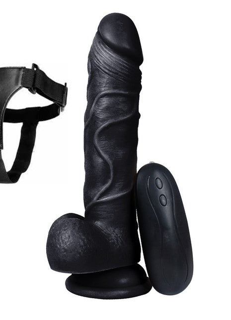 Xise Dildo Series Beat 19.5 cm Titreşimli Belden Bağlamalı Realistik Penis XS-WBC10009-V-Black