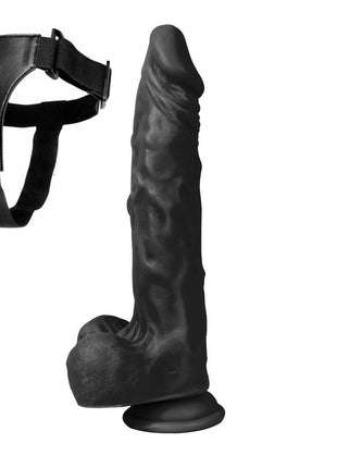 Xise Dildo Series Victory Hero 24 cm Belden Bağlamalı Realistik Penis XS-WBC10005 Black