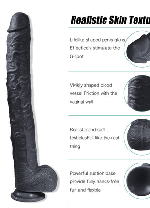 Xise Dildo Series Huoer Flexible 43 cm Realistik Büyük Penis XS-WBC10068 Black