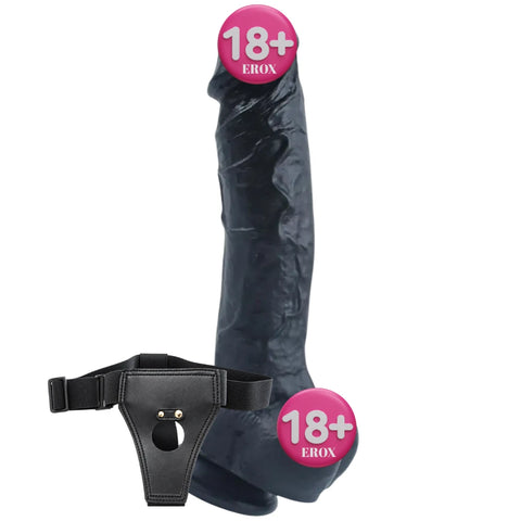 Adonis Vantuzlu Strapon Realistik Dildo 18 cm – Siyah