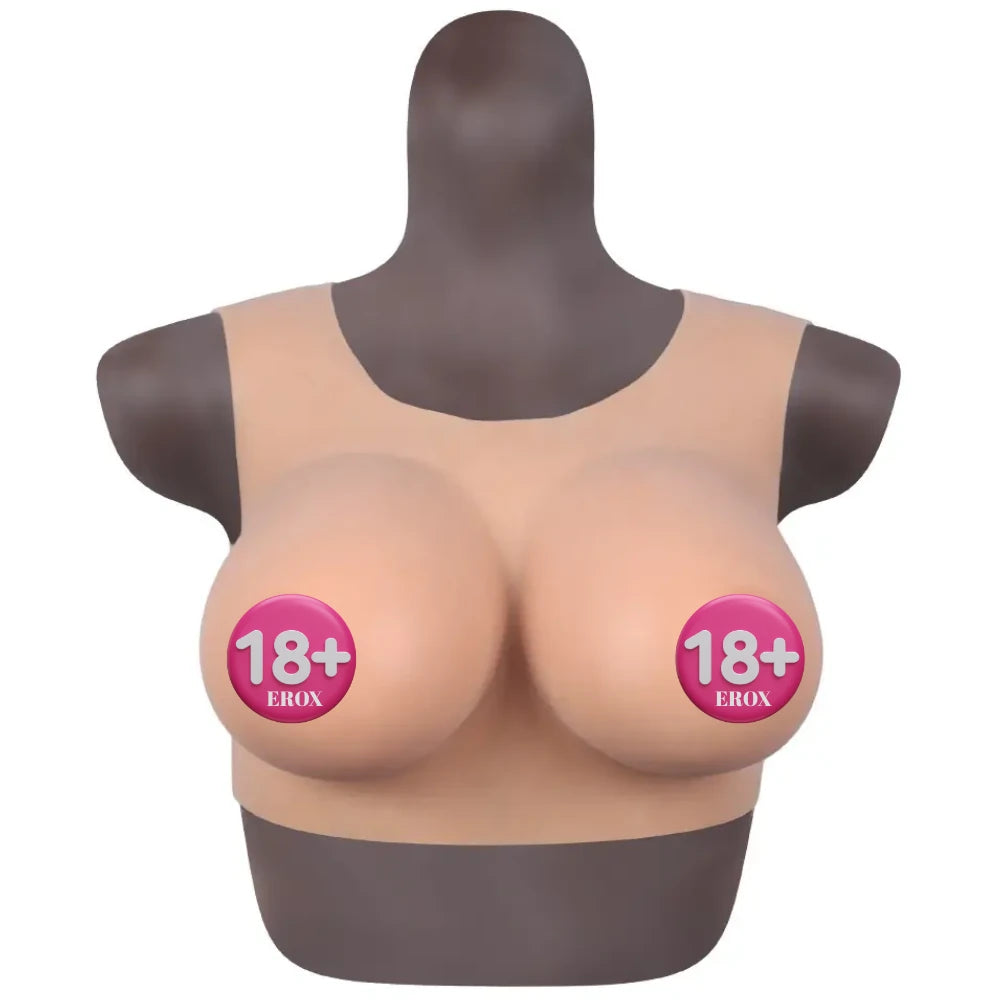 Askılı Silikon Göğüs Bodysuit Kahverengi Ten – L Beden