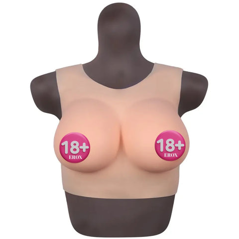 Askılı Silikon Göğüs Bodysuit Kahverengi Ten – XL Beden