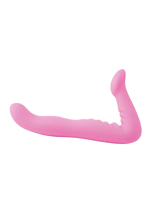 Askısız Çift Uçlu Silikon Strapless Strap-On – Pembe