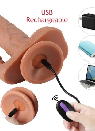 Shequ Dildo Series Austin Sallama Modlu Dual Titreşimli Realistik Penis 21.5 cm SQ-WBC10034-V