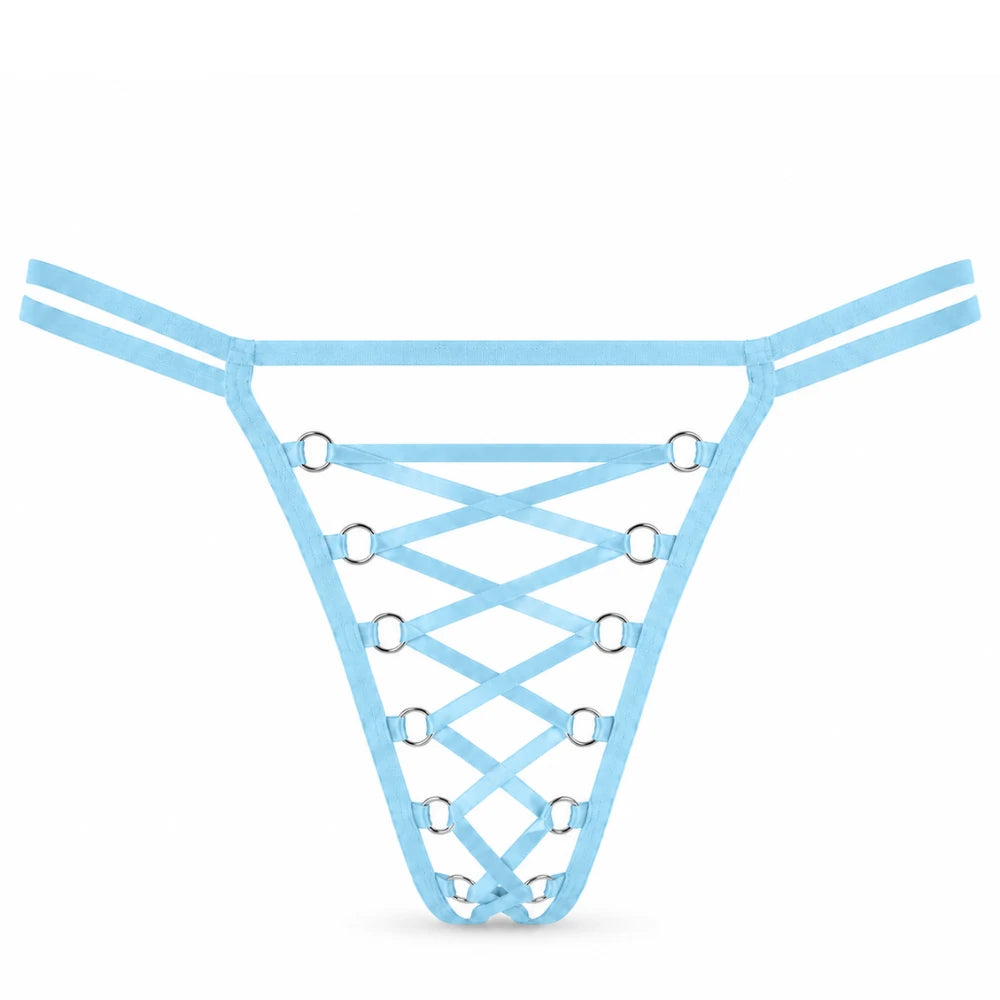 Bağlama Detaylı Seksi Tanga – Mavi