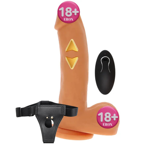 Belden Bağlamalı Hareketli ve Titreşimli Silikon Realistik Penis 19,5 cm