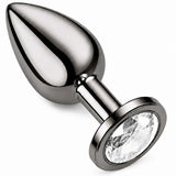 beyaz taşlı gri çelik anal plug small – görsel 1