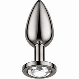 beyaz taşlı gri çelik anal plug small – görsel 2