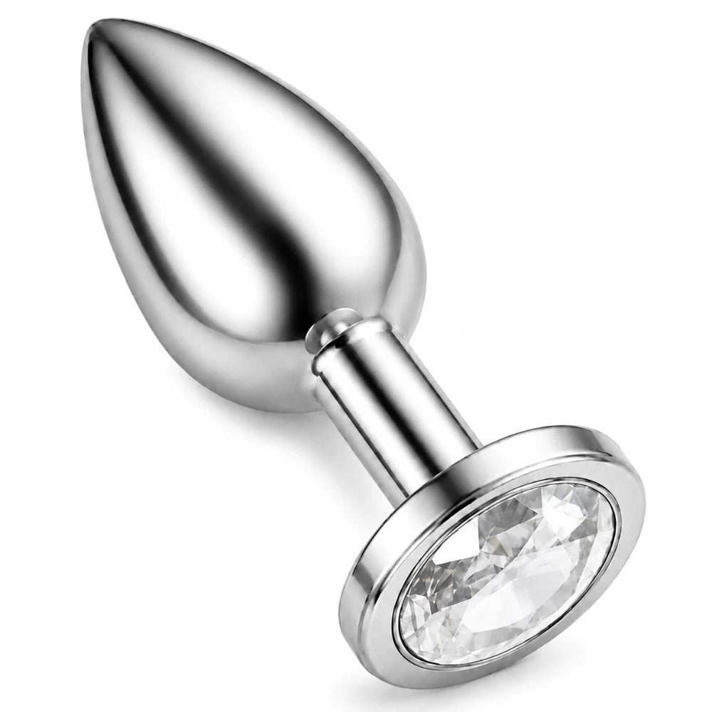 Beyaz taşlı büyük metal anal plug – görsel 1