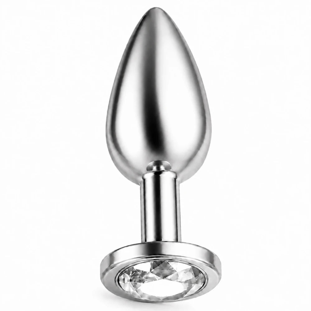 Beyaz taşlı büyük metal anal plug – görsel 2