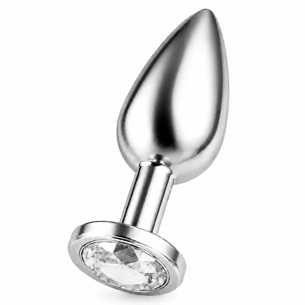 Beyaz taşlı büyük metal anal plug – görsel 3