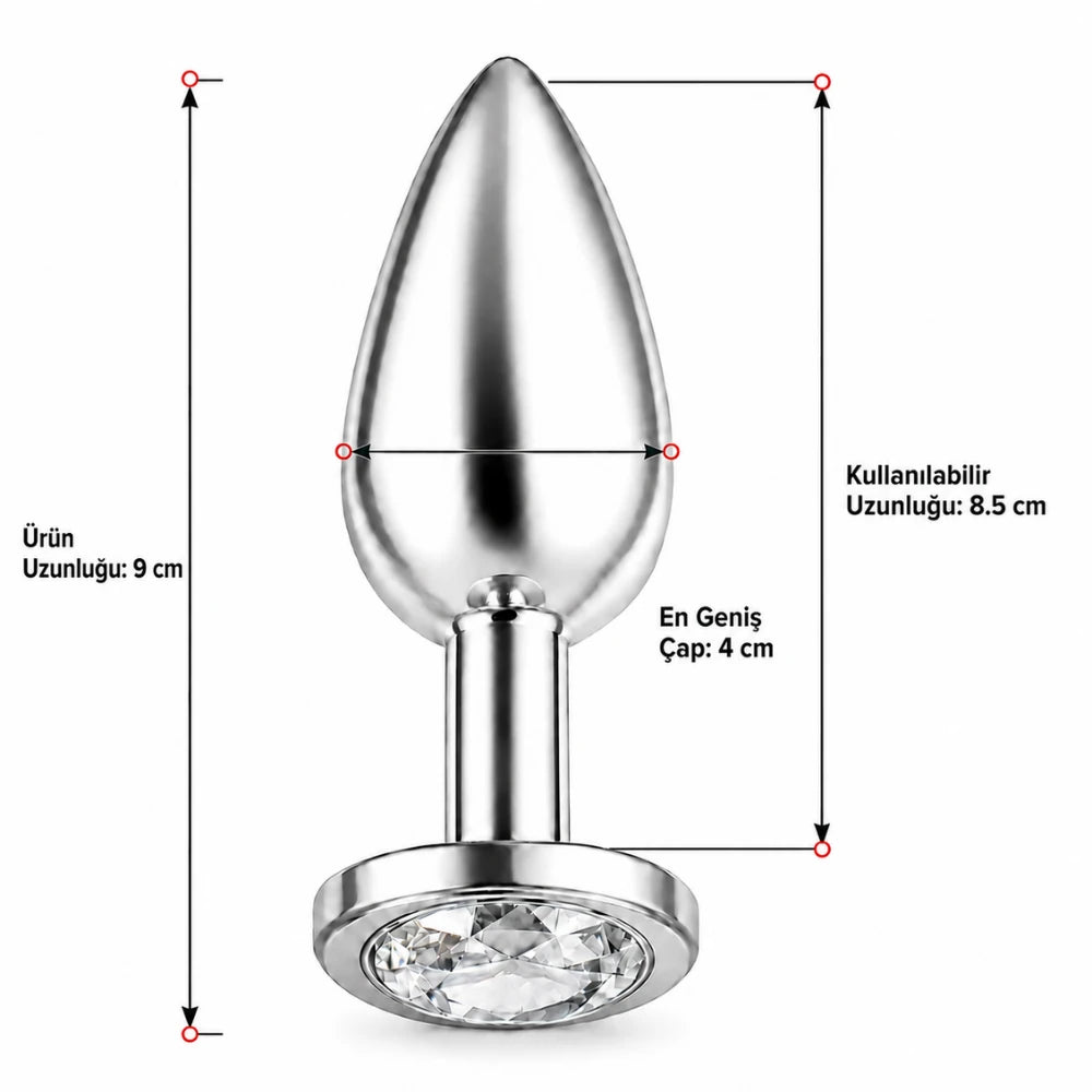 Beyaz taşlı büyük metal anal plug – görsel 5