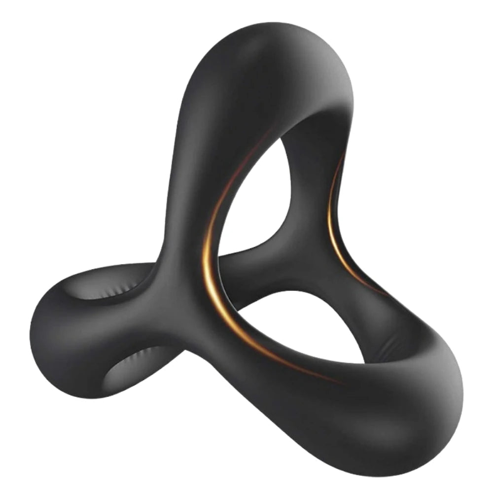Black Rider Üç Delikli Testis Destekli Silikon Penis Halkası