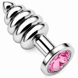 pembe taşlı boğumlu metal anal plug small – görsel 1