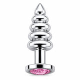 pembe taşlı boğumlu metal anal plug small – görsel 2