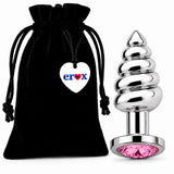 pembe taşlı boğumlu metal anal plug small – görsel 3