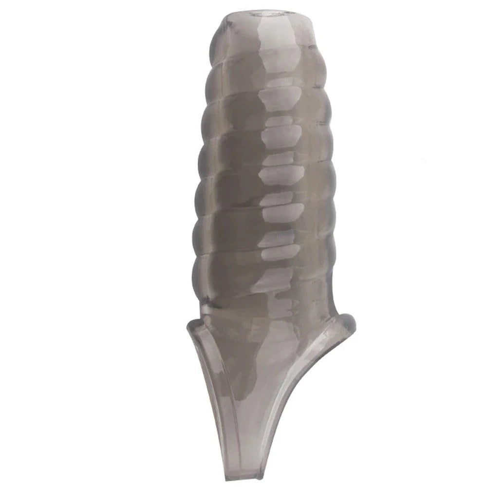 Boğumlu Testis Halkalı Silikon Yarım Penis Kılıfı – Siyah