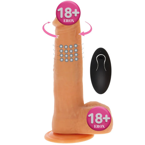 Boncuklu Dönebilen Titreşimli Silikon Realistik Penis 21 cm