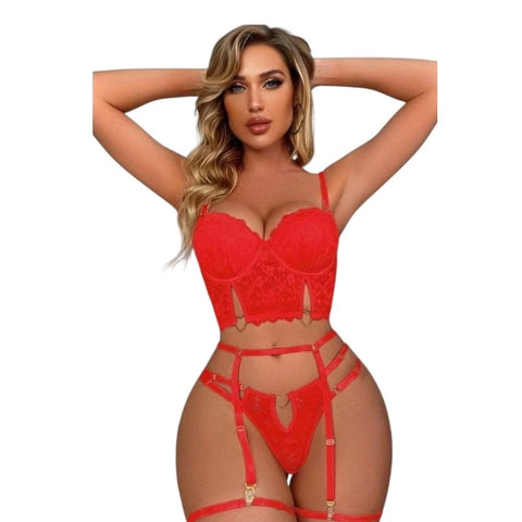 Büstiyer Detaylı Seksi Sütyen ve Külot Takımı