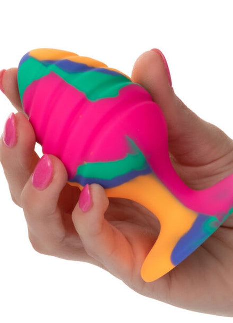 Calexotics Cheeky Swirl Tie-Dye Silicone Butt Plug Large