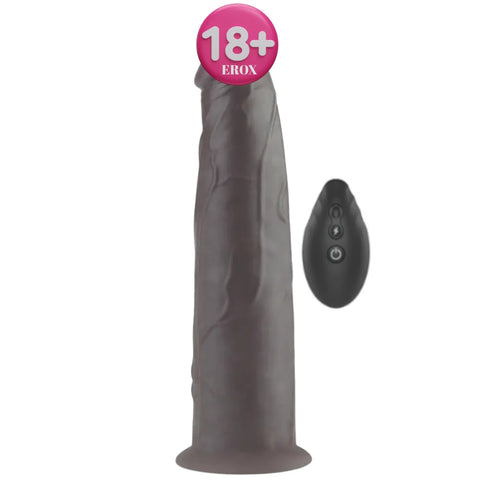 Çift Katmanlı Platin Silikon Rotasyonlu Realistik Vibratör 23 cm – Siyah