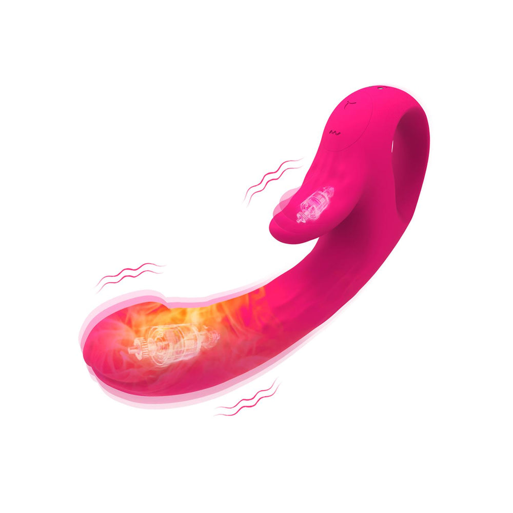 Çift Motorlu Isıtmalı Modern Rabbit Vibratör – Pembe
