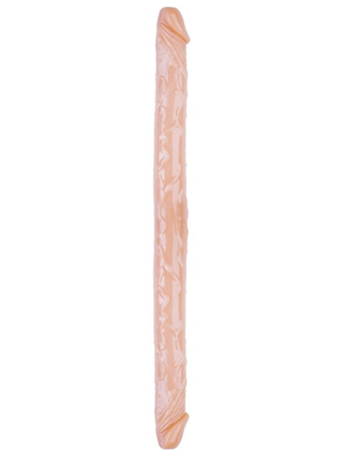Çift Taraflı Esnek Dildo 34 cm – Gerçekçi Dokulu, Ten Rengi